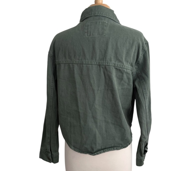 STOOSH Green Cropped Denim Button-Up Jacket Small - Picture 5 of 7